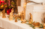 An antique nativity in the Emmanuel College Chapel.